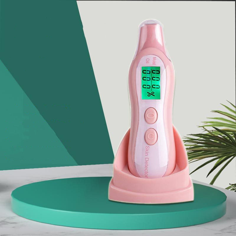 JMT-905226 Digital Beauty Moisture and Oil Tester Pen - Compact Skin Hydration Analyzer in White and Pink