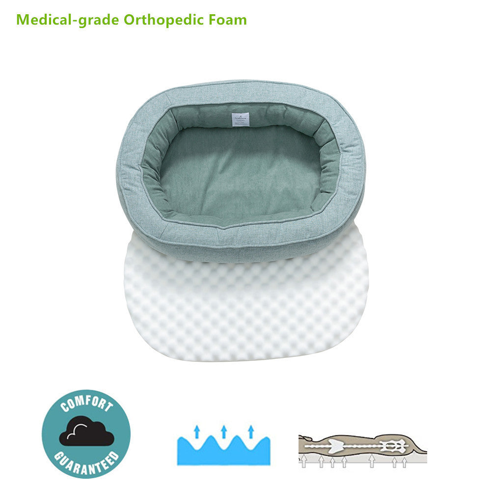 JMT-905546 Warm and Waterproof Pet Kennel Mat - Comfortable Cloth Design in Lake Blue, Available in M and L Sizes