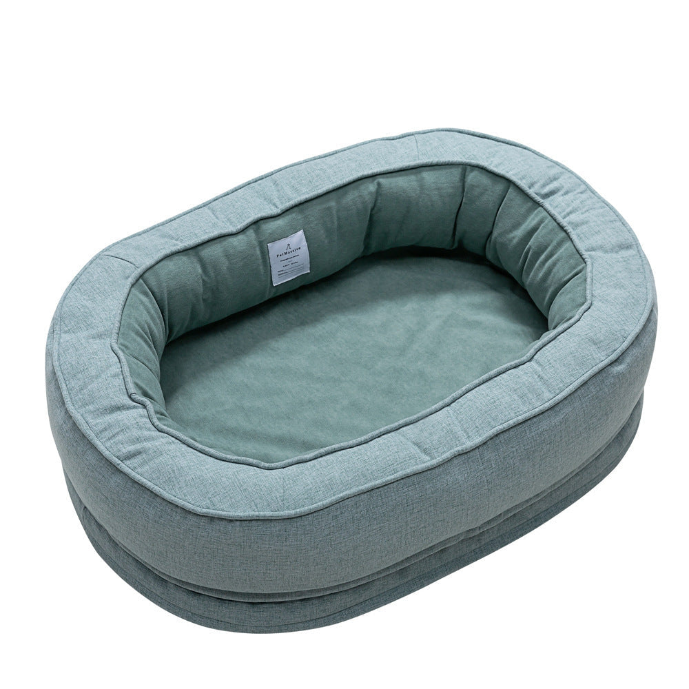 JMT-905546 Warm and Waterproof Pet Kennel Mat - Comfortable Cloth Design in Lake Blue, Available in M and L Sizes
