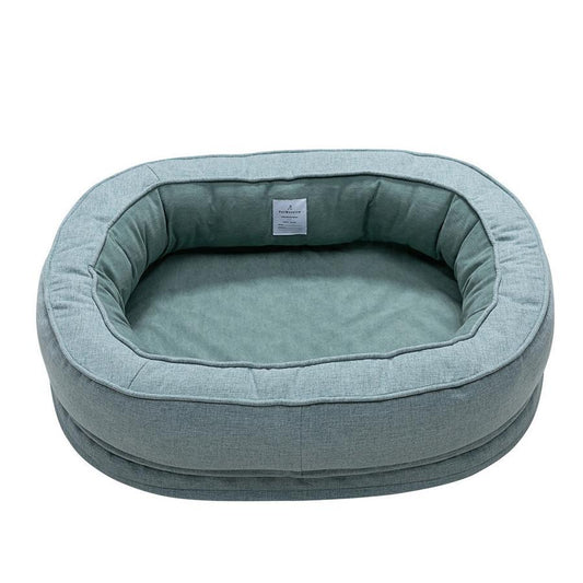JMT-905546 Warm and Waterproof Pet Kennel Mat - Comfortable Cloth Design in Lake Blue, Available in M and L Sizes
