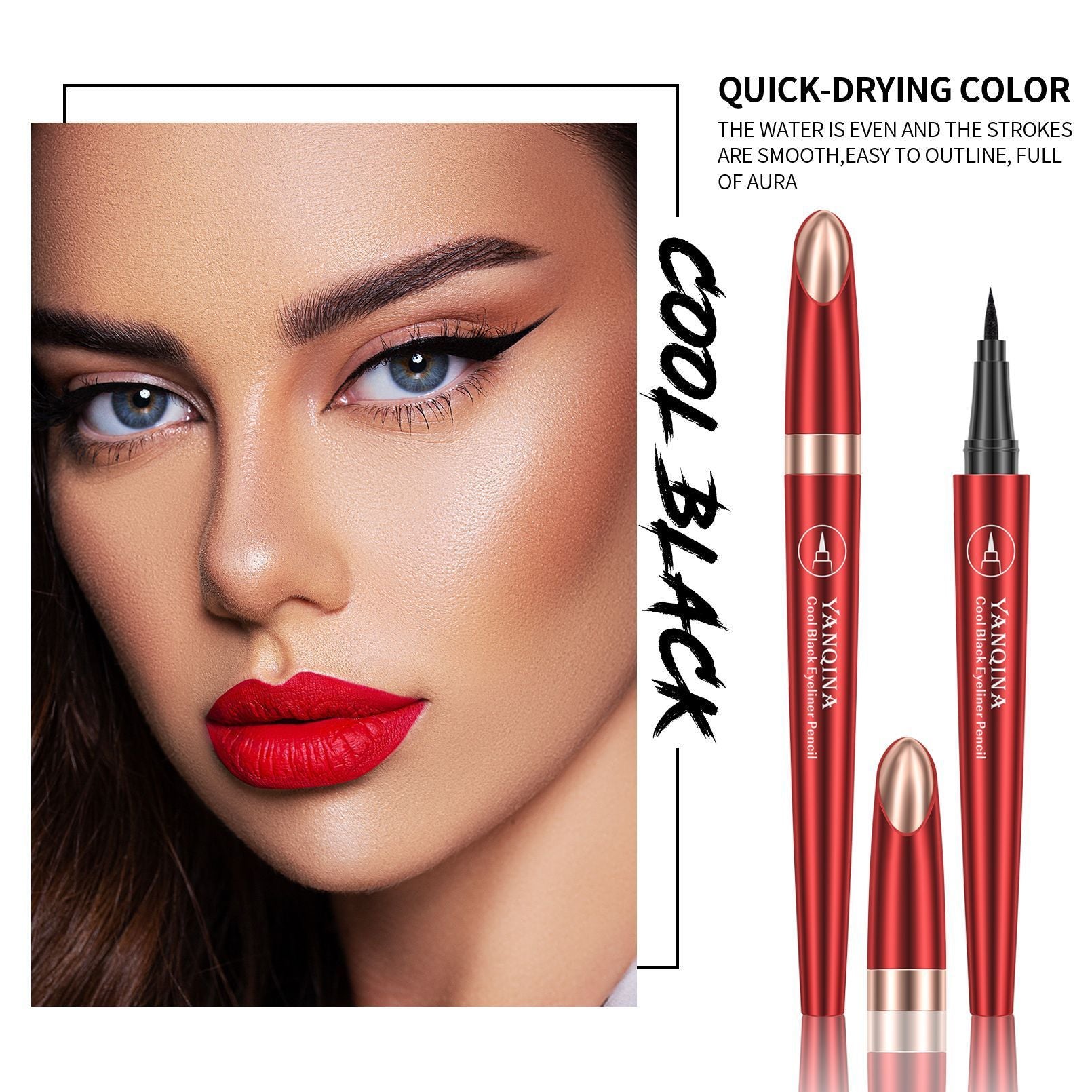 JMT-905674 Black Waterproof Liquid Eyeliner - Smudge-Proof and Long-Lasting Makeup Solution