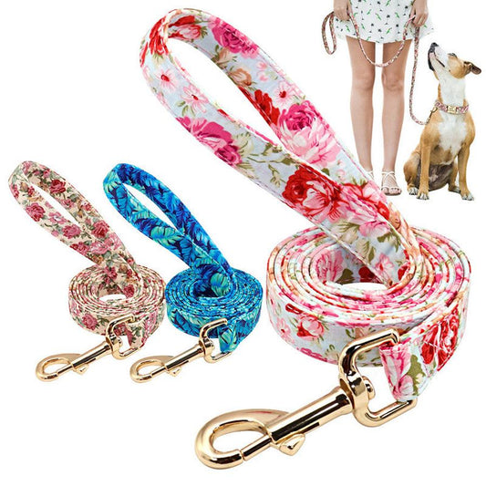 JMT-905738 Nylon Dog Leash - Floral Design, 1.5m Length, Variety of Colors
