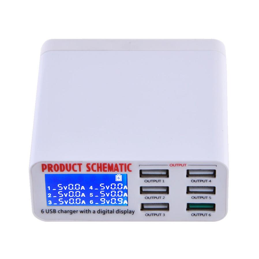 JMT-905930 6USB Intelligent Mobile Charger with LCD Display and Smart Voltage Detection