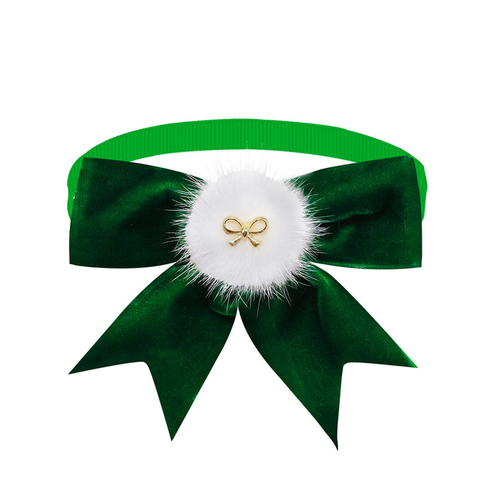 JMT-906058 Adjustable Suede Bow Tie for Pets in Dark Red, Red, Green, and White - Suitable for All Seasons