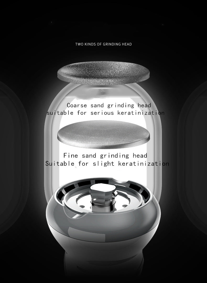 JMT-906378 Portable Wireless Electric Foot Grinder with Coarse and Fine Sand Grinding Heads, 50-Minute Battery Life