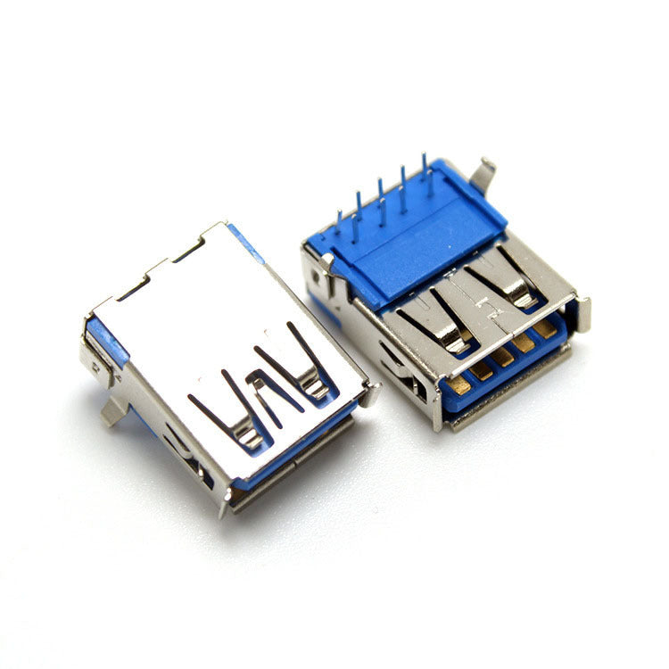 JMT-906570 USB 3.0 Female Horizontal Socket - 90 Degree A Female Connector with Copper Shell and Insulator