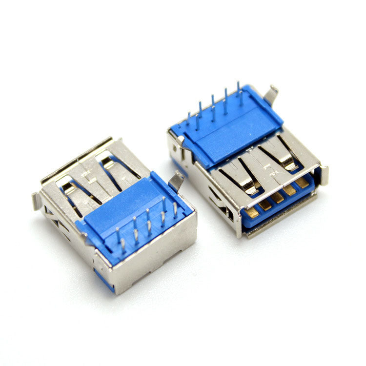 JMT-906570 USB 3.0 Female Horizontal Socket - 90 Degree A Female Connector with Copper Shell and Insulator