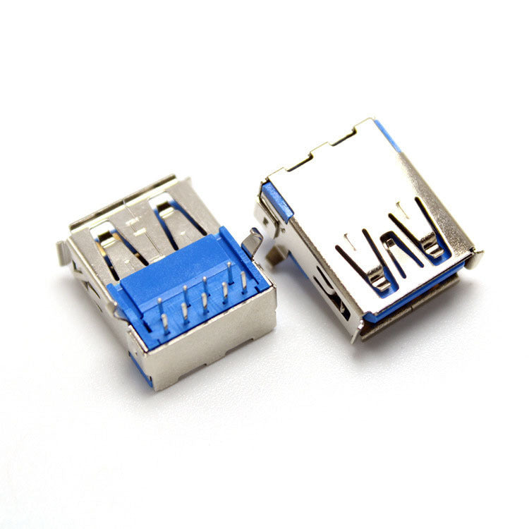 JMT-906570 USB 3.0 Female Horizontal Socket - 90 Degree A Female Connector with Copper Shell and Insulator