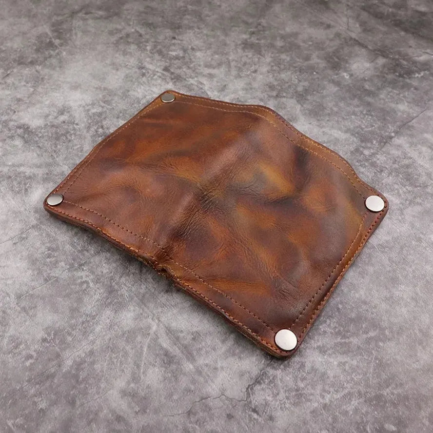 JMT-906762 Genuine Leather Retro Long Wallet for Men with Multi Card Slots and Zip Closure
