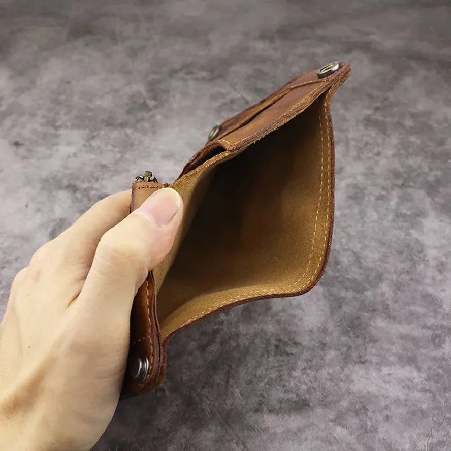 JMT-906762 Genuine Leather Retro Long Wallet for Men with Multi Card Slots and Zip Closure
