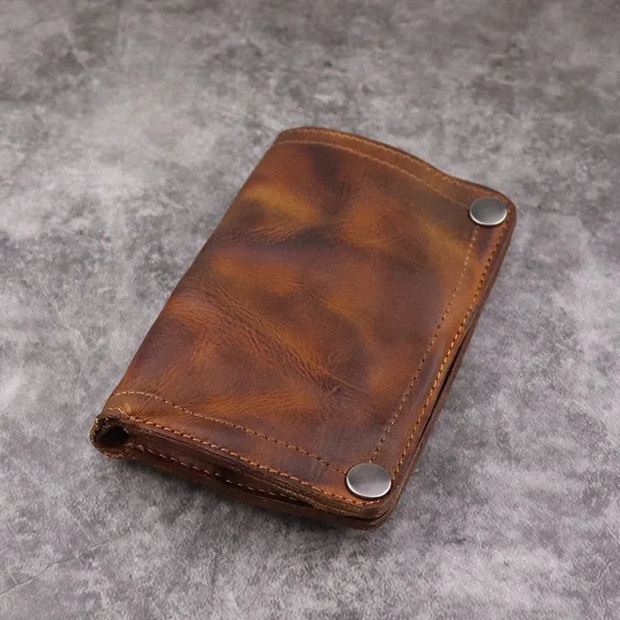 JMT-906762 Genuine Leather Retro Long Wallet for Men with Multi Card Slots and Zip Closure