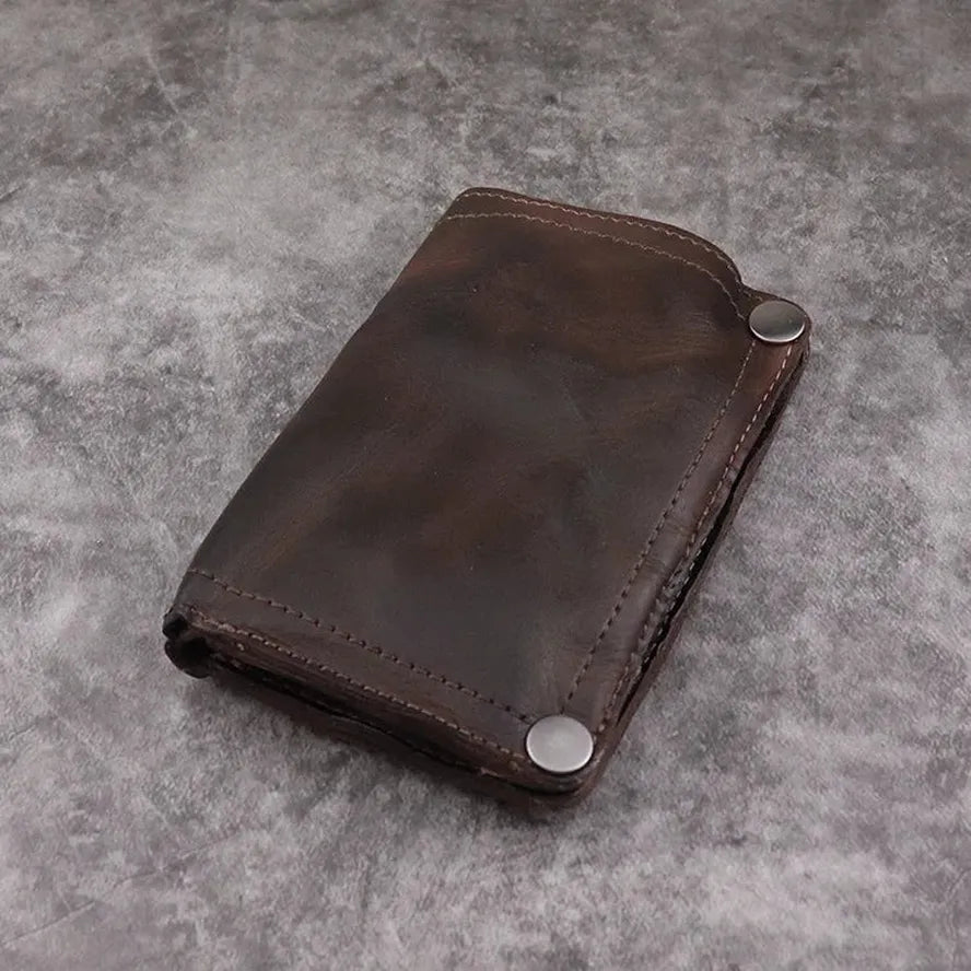 JMT-906762 Genuine Leather Retro Long Wallet for Men with Multi Card Slots and Zip Closure