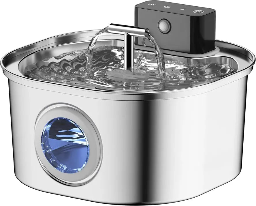 JMT-906762 Stainless Steel Cat Water Fountain 3.2L with Dual Outlet - Portable Automatic Drinking Station