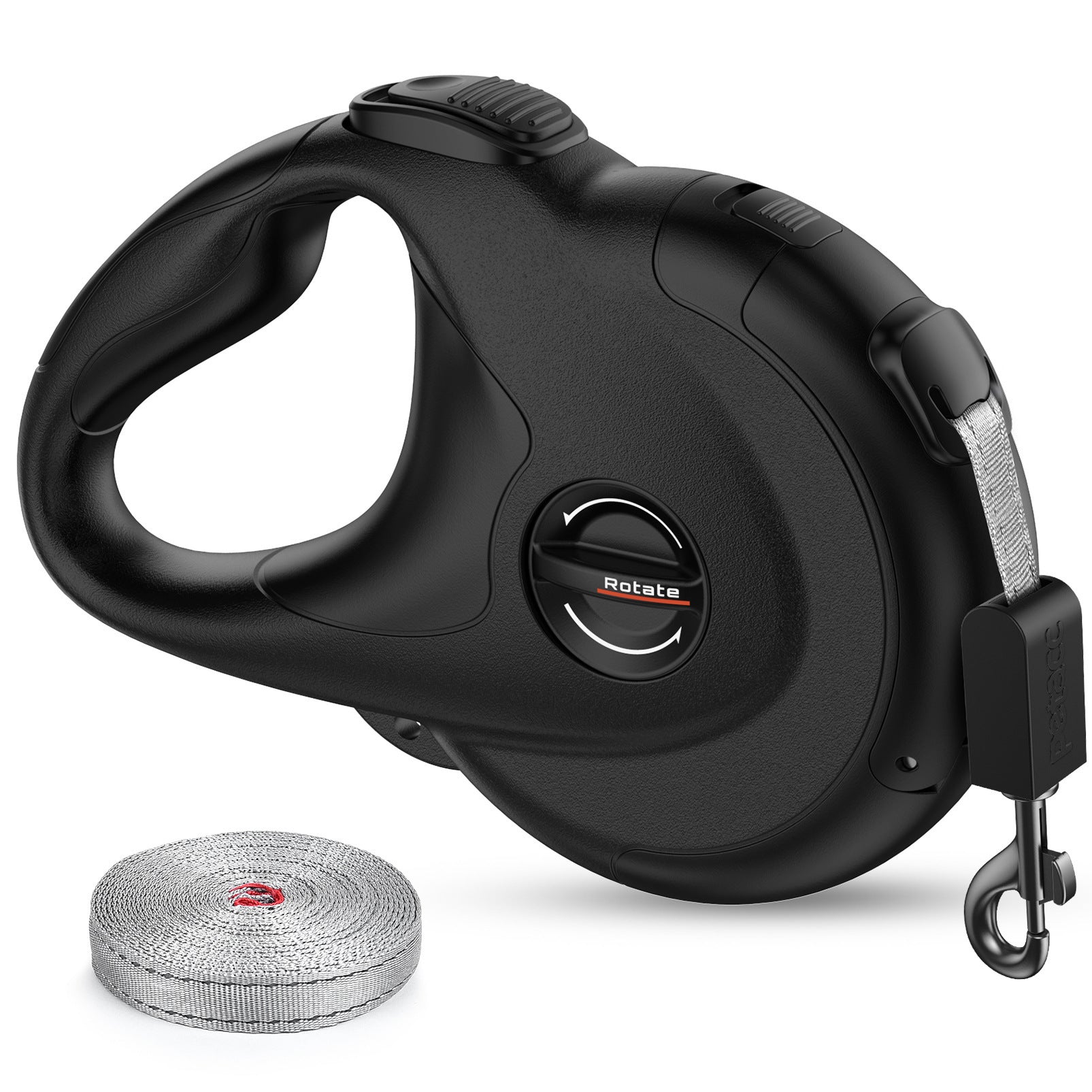 JMT-906890 Retractable Reflective Dog Traction Belt, 4m Scalable Length, Black and Off-White