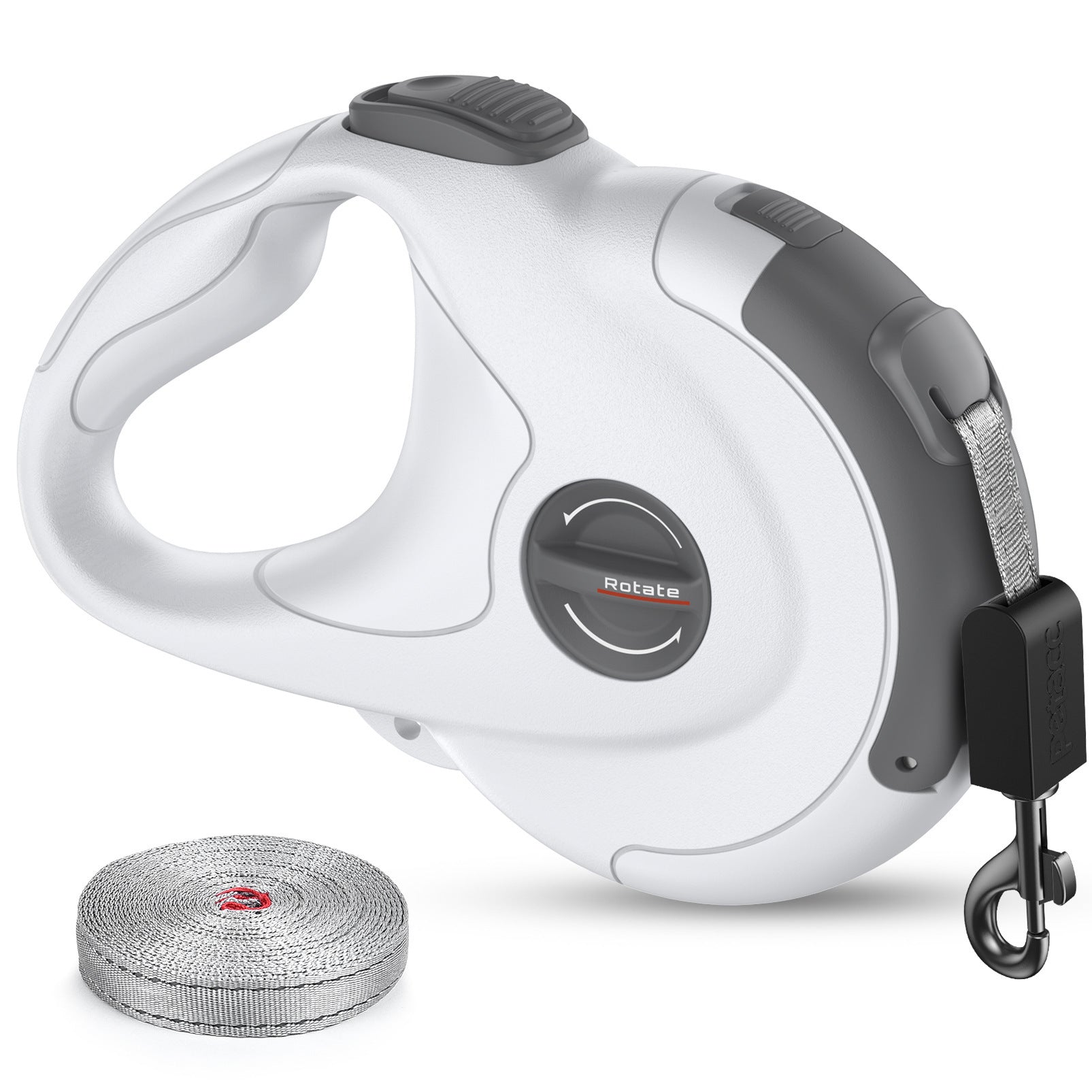 JMT-906890 Retractable Reflective Dog Traction Belt, 4m Scalable Length, Black and Off-White