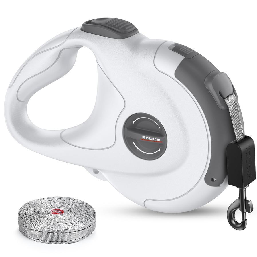 JMT-906890 Retractable Reflective Dog Traction Belt, 4m Scalable Length, Black and Off-White