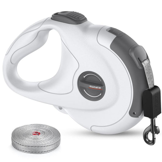 JMT-906890 Retractable Reflective Dog Traction Belt, 4m Scalable Length, Black and Off-White