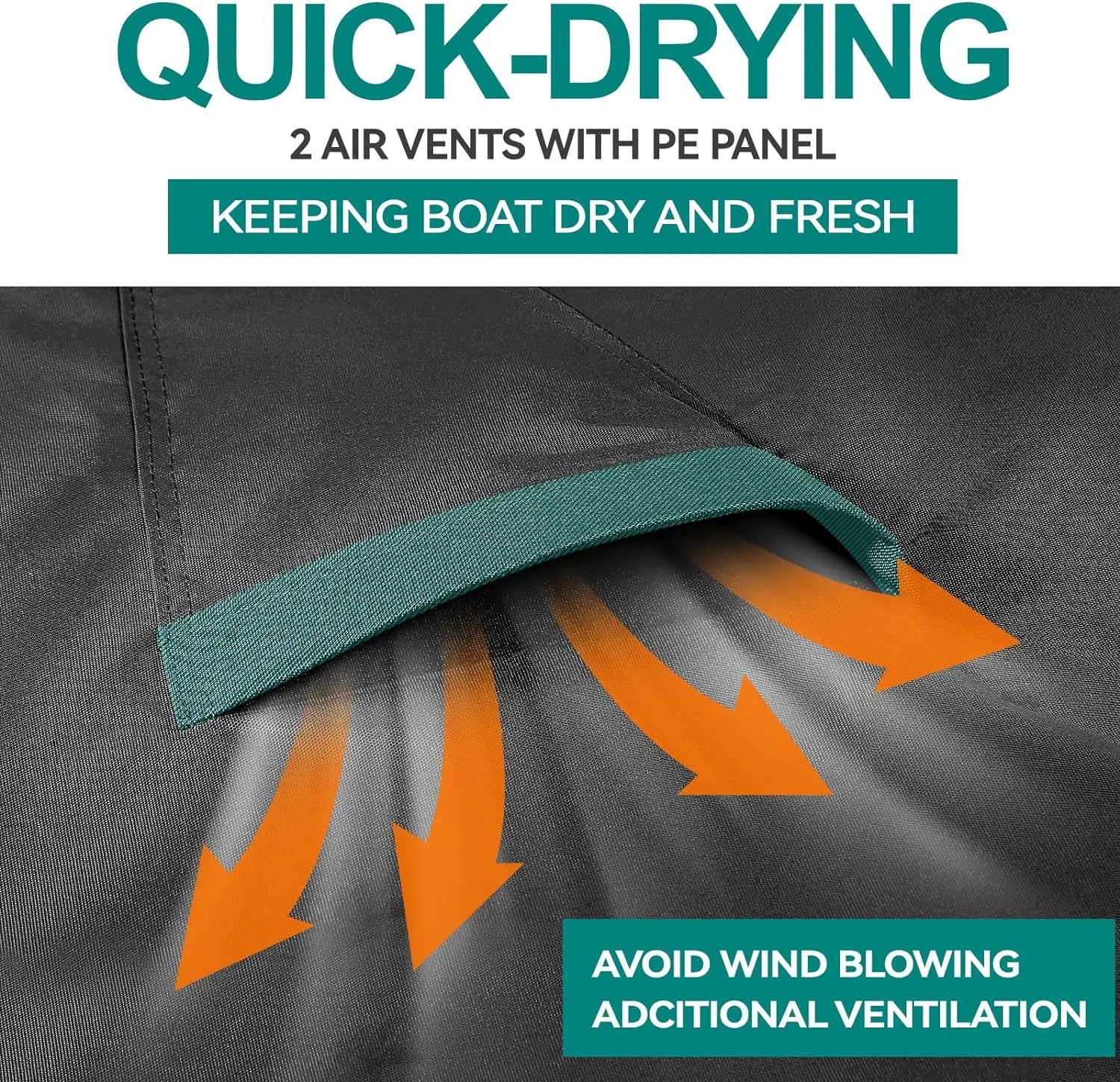 JMT-907018 23-25 Feet Marine Canvas Boat Cover - UV Resistant 1200D Waterproof Polyester