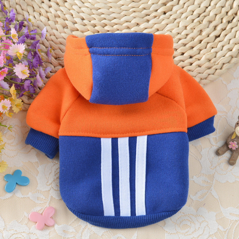 JMT-907018 Fleece Hooded Contrast Sweater for Dogs - Cotton Blend, Casual Style in Blue, Gray, Yellow
