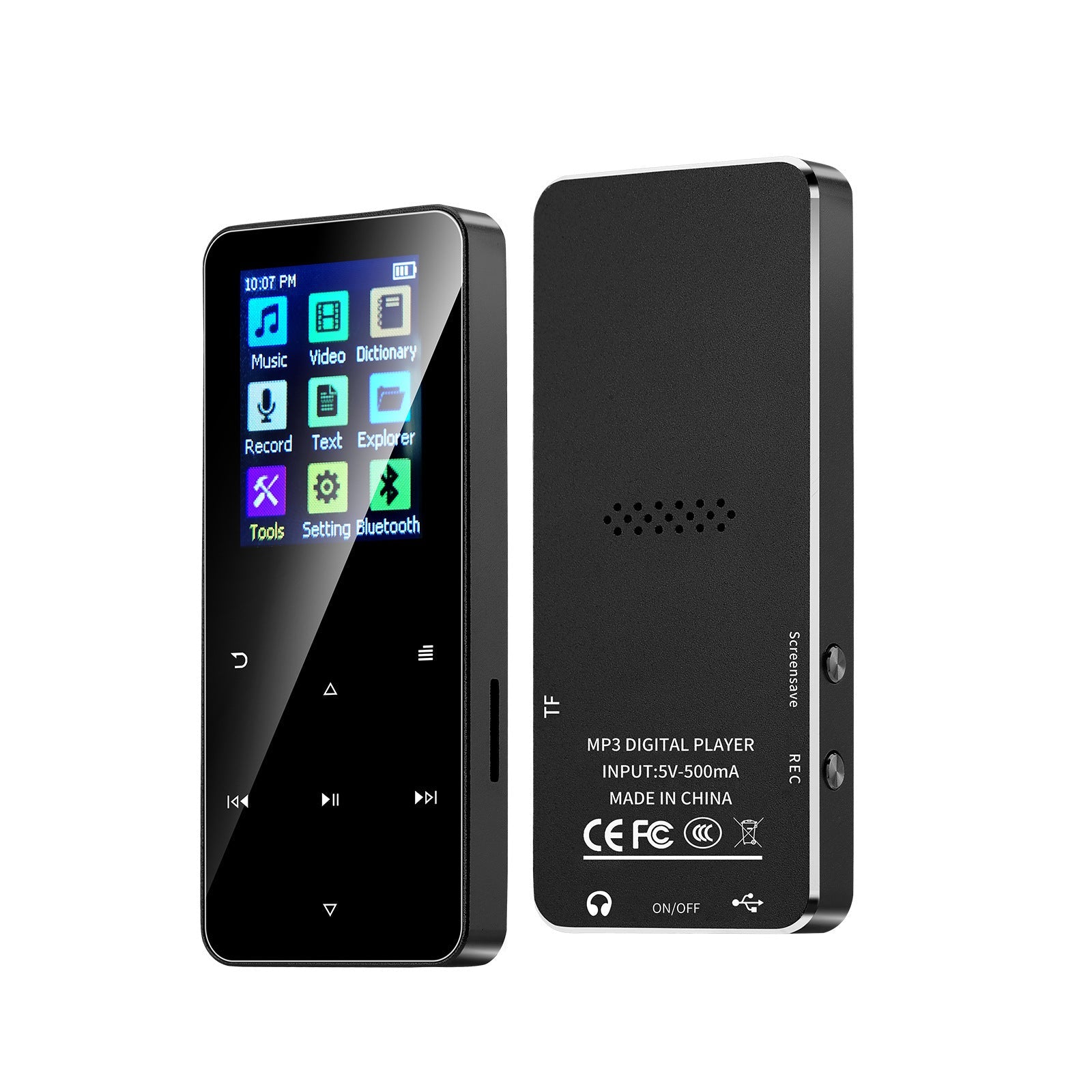JMT-907210 Portable Bluetooth Music Player with 1.8-Inch Screen, Touch Button Interface, and Multiple Memory Capacity Options
