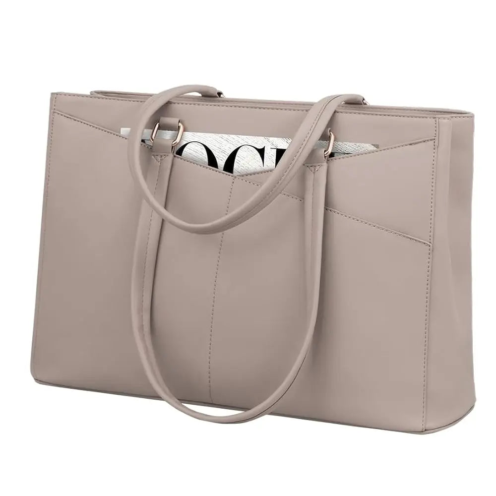 JMT-907210 Waterproof Leather Laptop Tote Briefcase for 15.6 inch Laptops with Casual Office Design for Women