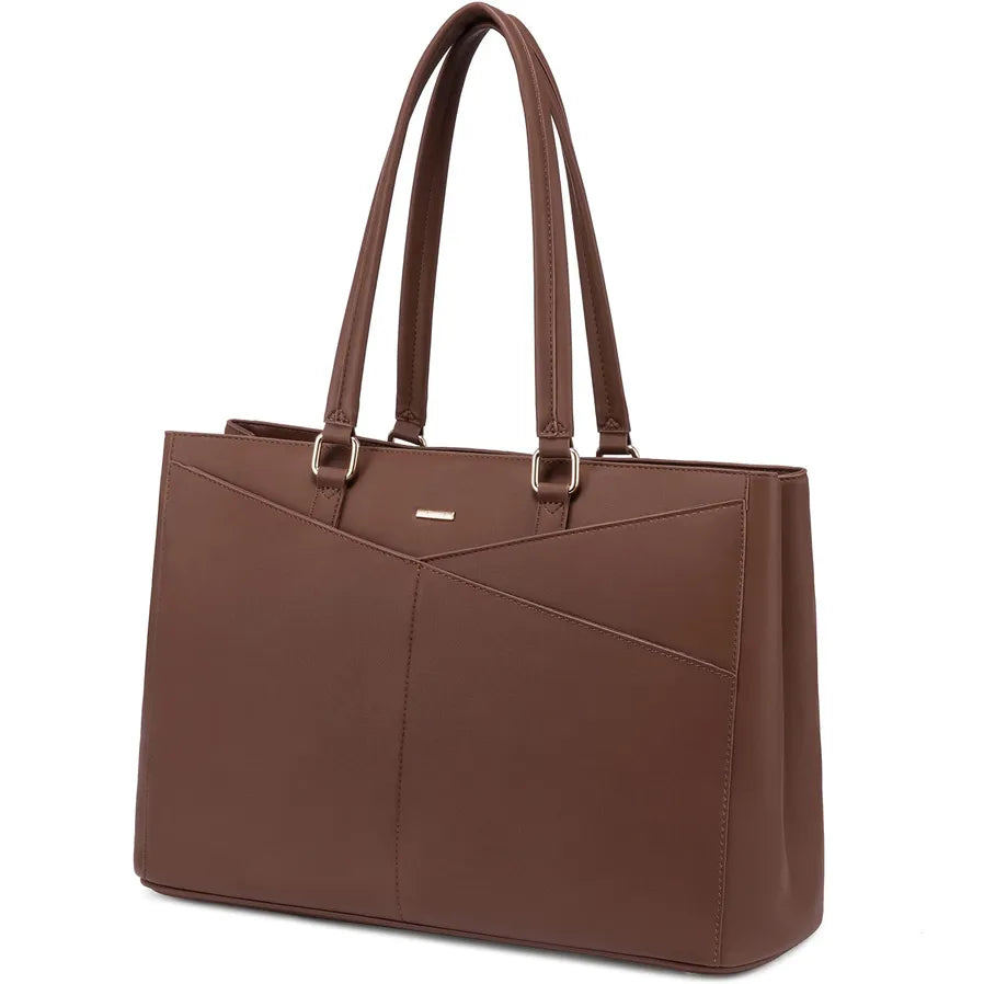 JMT-907210 Waterproof Leather Laptop Tote Briefcase for 15.6 inch Laptops with Casual Office Design for Women