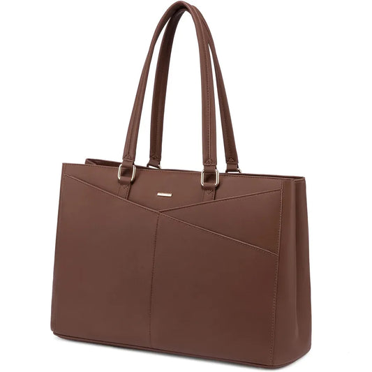 JMT-907210 Waterproof Leather Laptop Tote Briefcase for 15.6 inch Laptops with Casual Office Design for Women