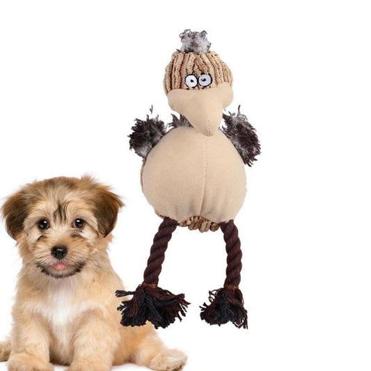JMT-907530 Plush Dog Toy for Aggressive Chewers - Squeaky Cartoon Bird Design for Teething and Play