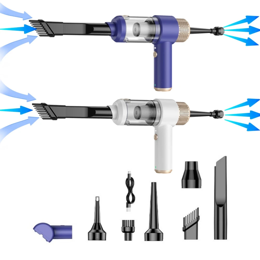 JMT-907850 3-in-1 Wireless Handheld Vacuum and Air Duster for Effective Car and Desktop Cleaning, 18-Minute Runtime, ABS Material