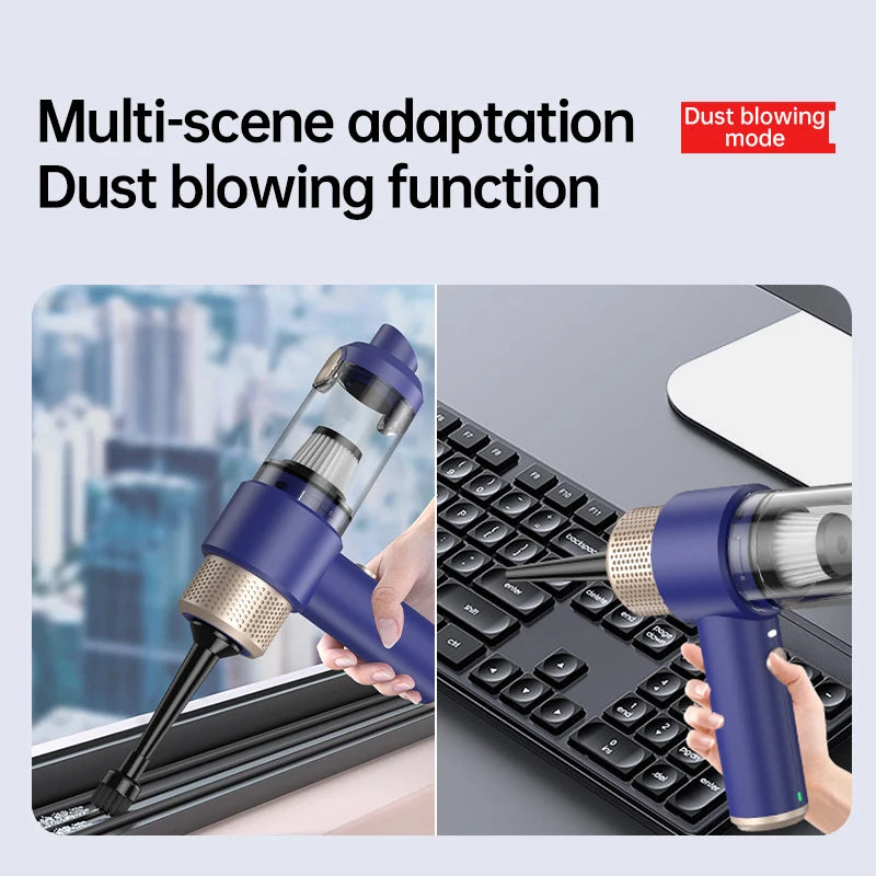 JMT-907850 3-in-1 Wireless Handheld Vacuum and Air Duster for Effective Car and Desktop Cleaning, 18-Minute Runtime, ABS Material