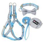 JMT-908042 Plaid Cotton Dog Leash and Collar Set with Snack Bag - Adjustable for All Breeds