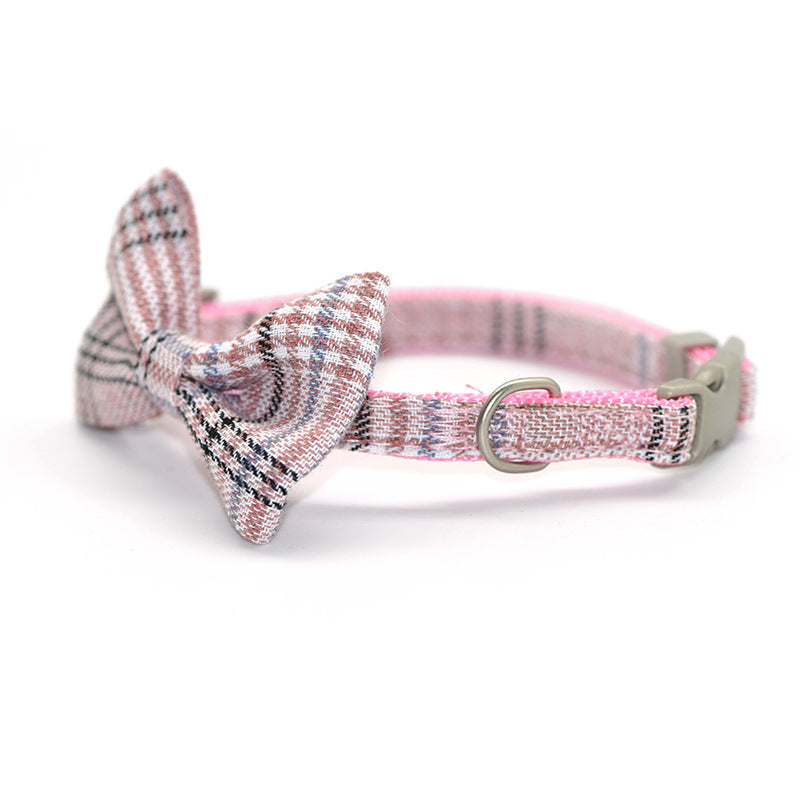 JMT-908042 Plaid Cotton Dog Leash and Collar Set with Snack Bag - Adjustable for All Breeds