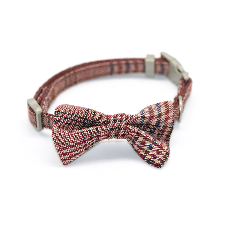 JMT-908042 Plaid Cotton Dog Leash and Collar Set with Snack Bag - Adjustable for All Breeds