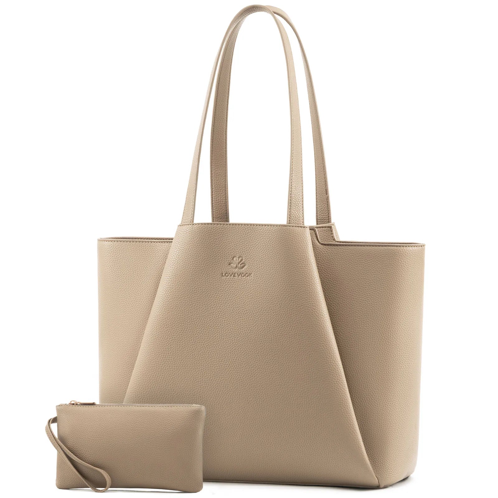 JMT-908362 Stylish 15.6-Inch Leather Laptop Tote Bag with Clutch - Versatile Work Handbag Set for Women