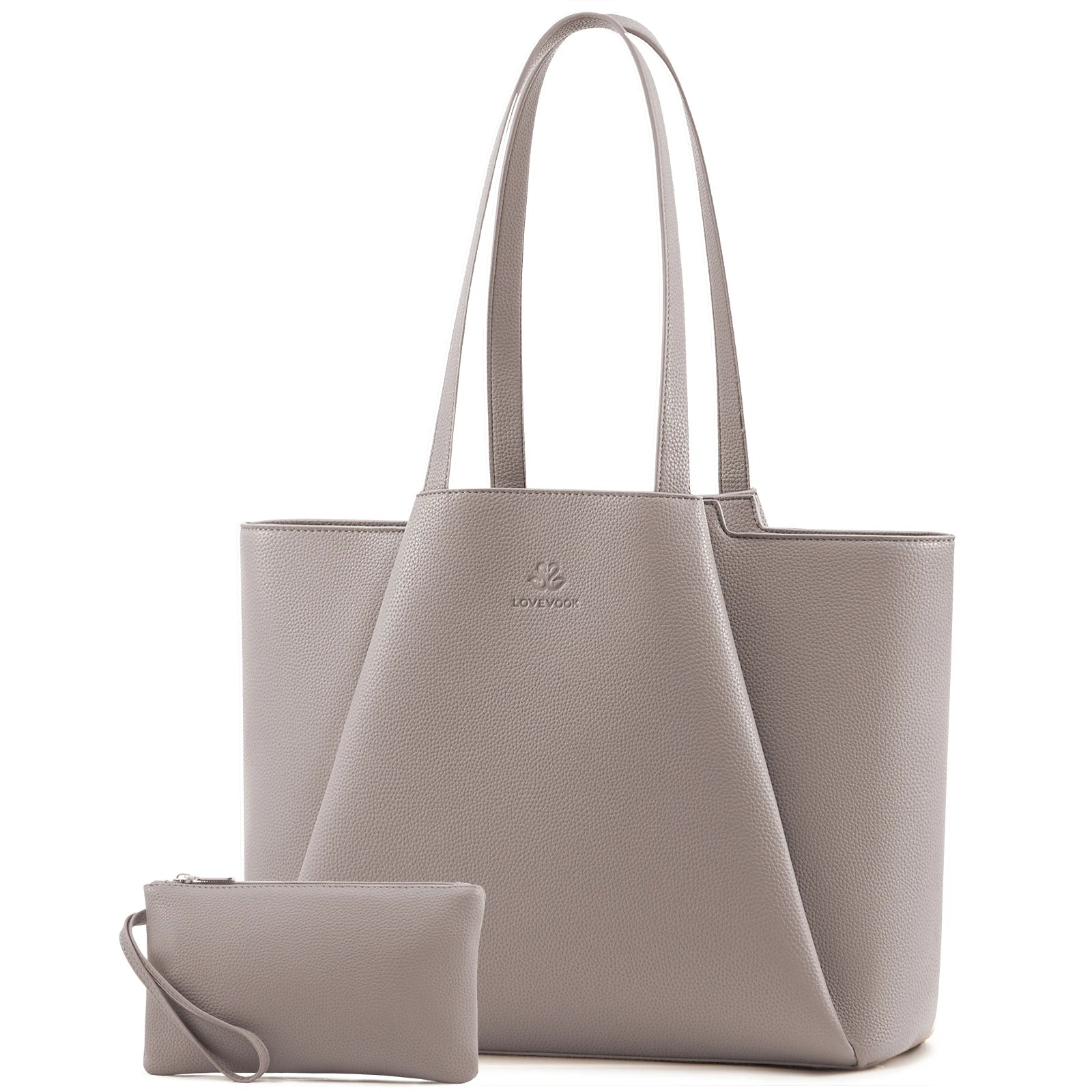 JMT-908362 Stylish 15.6-Inch Leather Laptop Tote Bag with Clutch - Versatile Work Handbag Set for Women