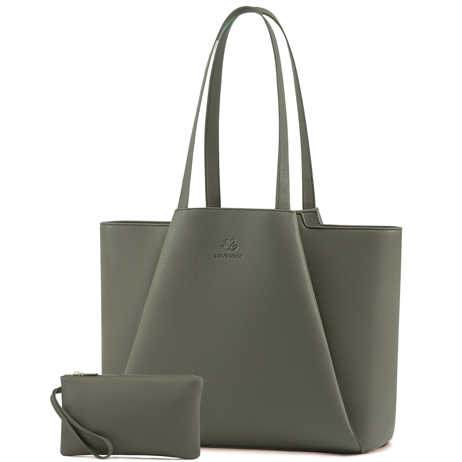 JMT-908362 Stylish 15.6-Inch Leather Laptop Tote Bag with Clutch - Versatile Work Handbag Set for Women