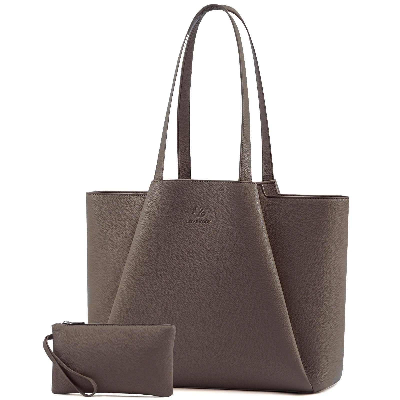 JMT-908362 Stylish 15.6-Inch Leather Laptop Tote Bag with Clutch - Versatile Work Handbag Set for Women