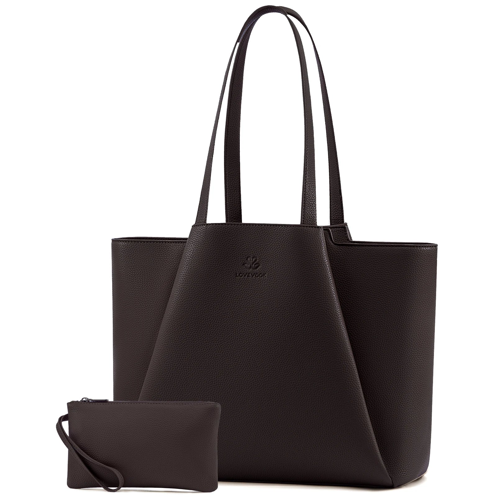 JMT-908362 Stylish 15.6-Inch Leather Laptop Tote Bag with Clutch - Versatile Work Handbag Set for Women
