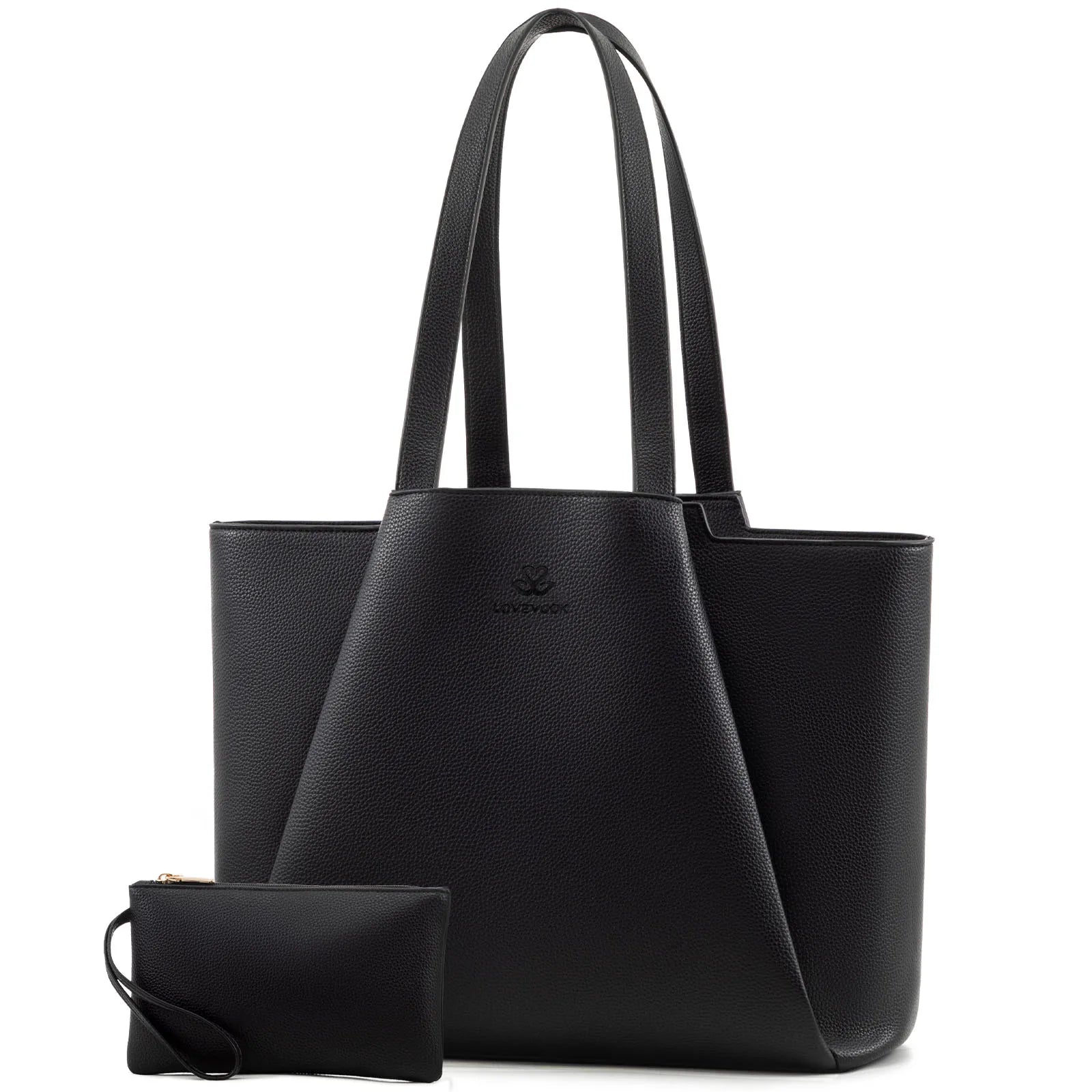 JMT-908362 Stylish 15.6-Inch Leather Laptop Tote Bag with Clutch - Versatile Work Handbag Set for Women