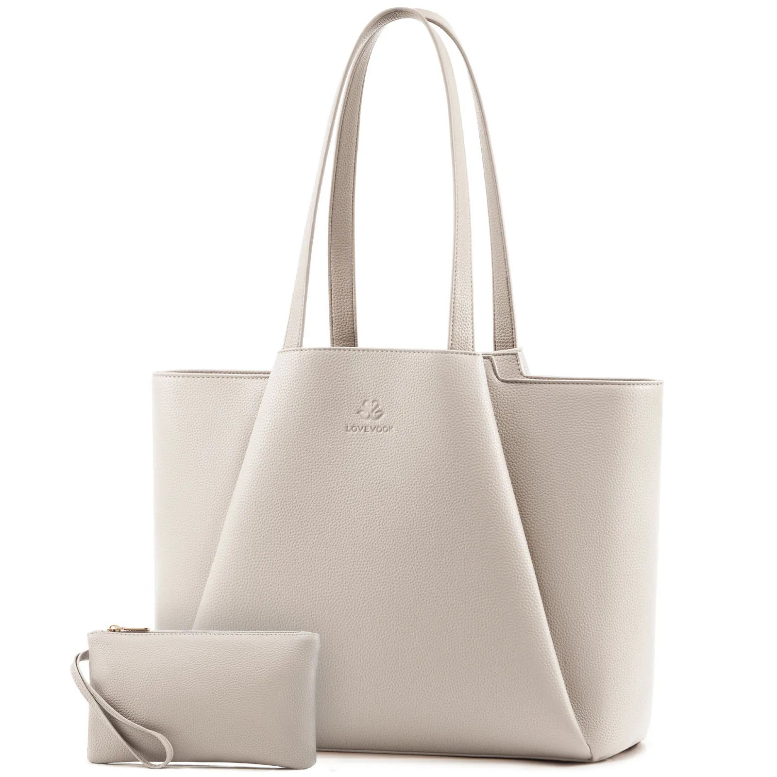 JMT-908362 Stylish 15.6-Inch Leather Laptop Tote Bag with Clutch - Versatile Work Handbag Set for Women