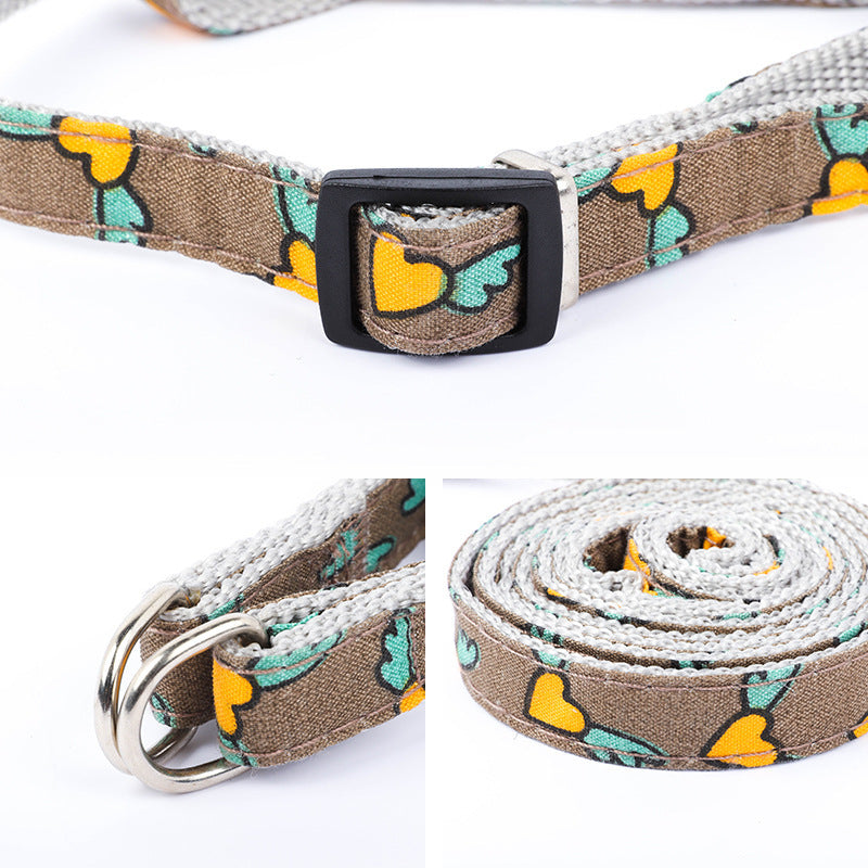 JMT-908874 Cartoon-Themed Nylon Dog Traction Rope with Chest Strap in Multiple Colors