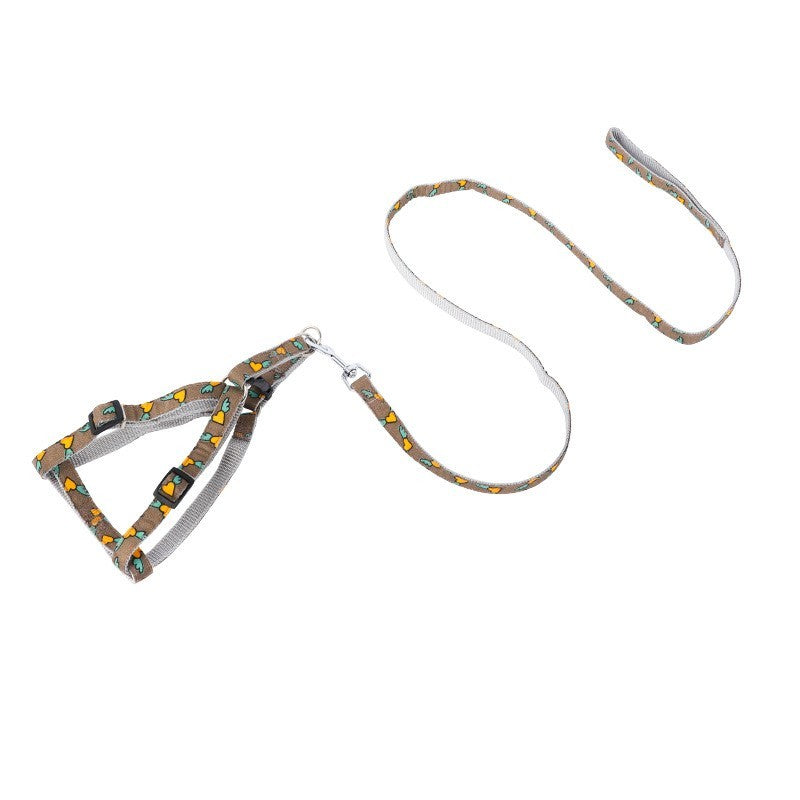 JMT-908874 Cartoon-Themed Nylon Dog Traction Rope with Chest Strap in Multiple Colors