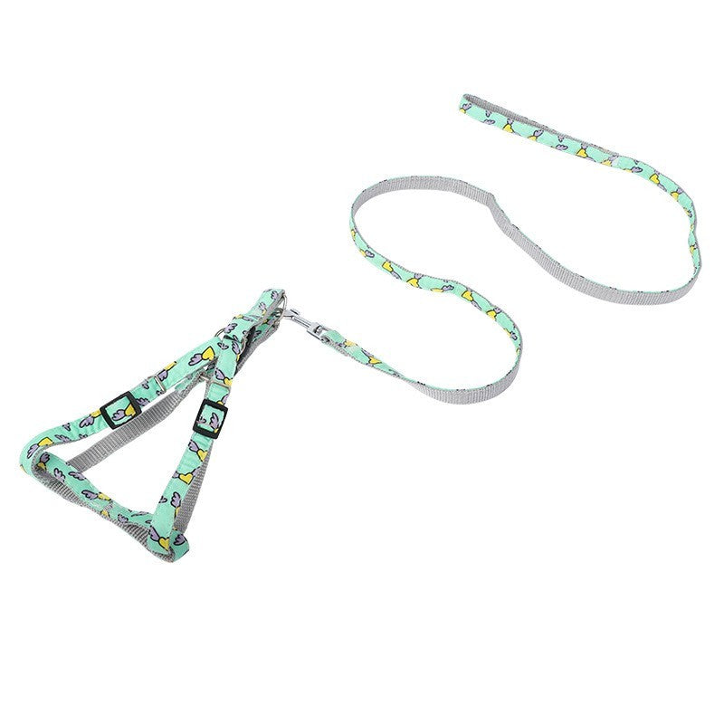 JMT-908874 Cartoon-Themed Nylon Dog Traction Rope with Chest Strap in Multiple Colors