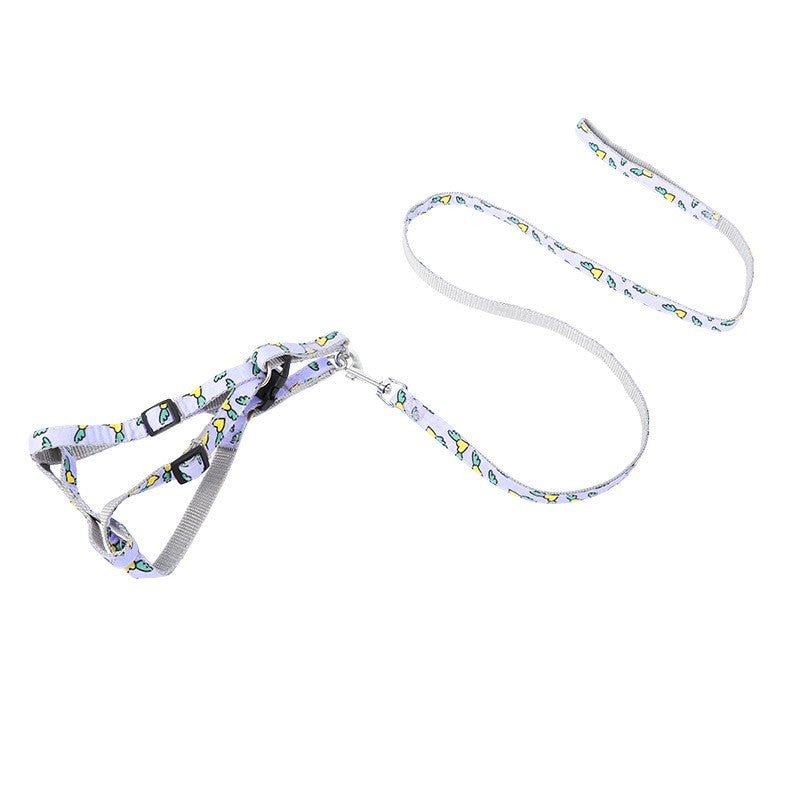 JMT-908874 Cartoon-Themed Nylon Dog Traction Rope with Chest Strap in Multiple Colors