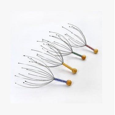 JMT-908938 Octopus Head Massager with Wooden Handle and Stainless Steel Claws for Scalp Relaxation and Blood Circulation