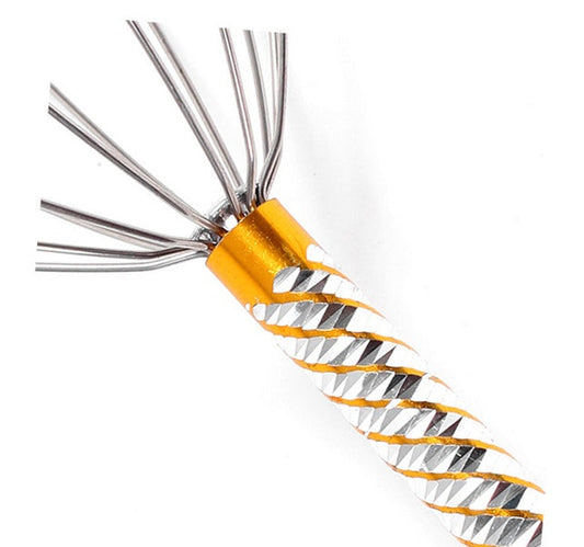 JMT-908938 Octopus Head Massager with Wooden Handle and Stainless Steel Claws for Scalp Relaxation and Blood Circulation