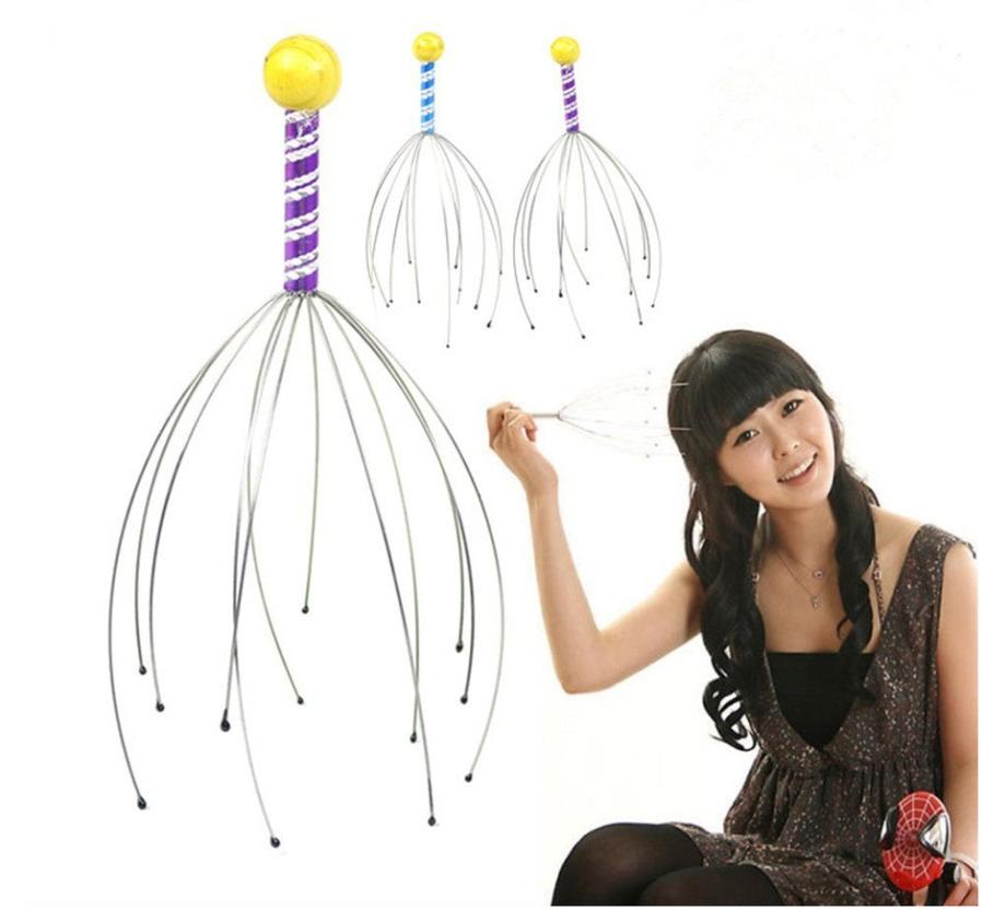 JMT-908938 Octopus Head Massager with Wooden Handle and Stainless Steel Claws for Scalp Relaxation and Blood Circulation