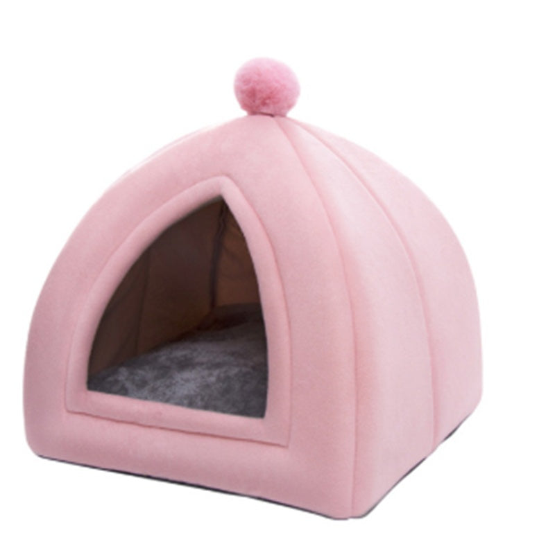 JMT-909002 Cozy Indoor Folding Cat House - Warm Wool Nest for Small to Medium Pets