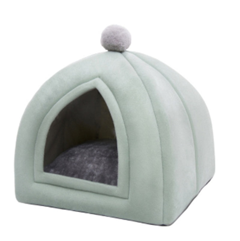JMT-909002 Cozy Indoor Folding Cat House - Warm Wool Nest for Small to Medium Pets