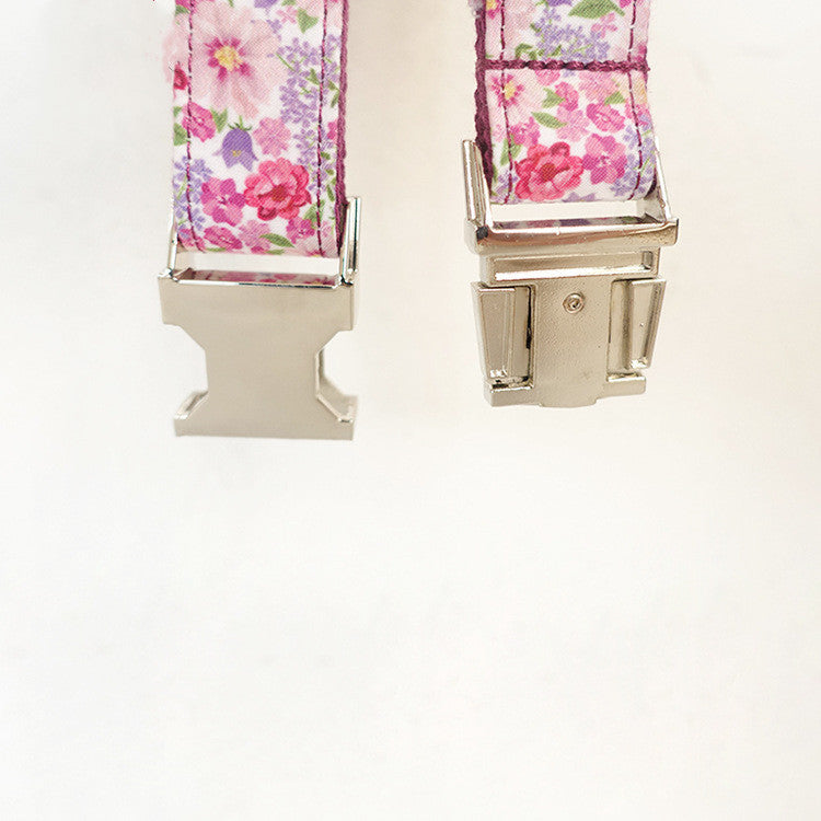 JMT-909194 Purple Flower Pattern Durable Dog Collar - Available in Multiple Sizes